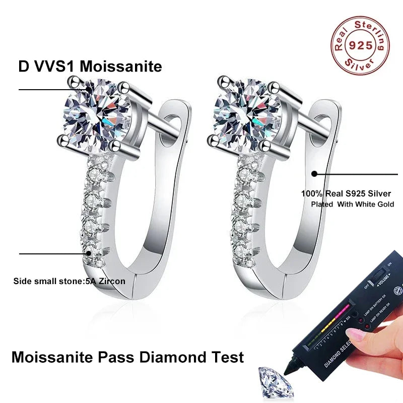 NeeTim 0,5 Karat Moissanit-Ohrringe für Damen, 925er Sterlingsilber, Ohrstecker, Creolen, funkelnde Diamantohrringe, Hochzeit, edler Schmuck