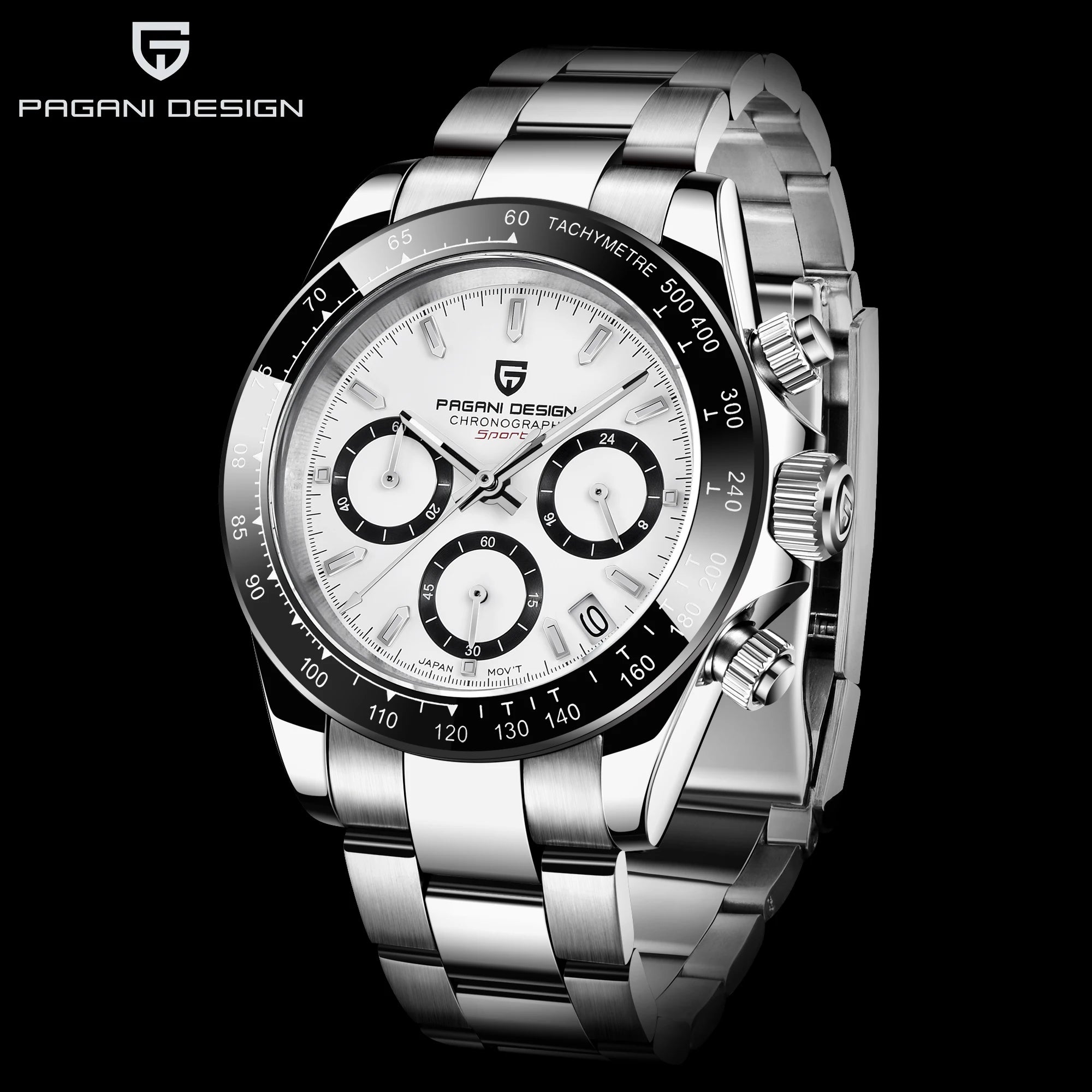 PAGANI DESIGN Nuevo Reloj de Pulsera de Cuarzo para Hombre con Bisel Cerámico, Lujoso Cristal de Zafiro, Cronógrafo, Resistente al Agua 100m, Relojes de Acero Inoxidable para Hombre