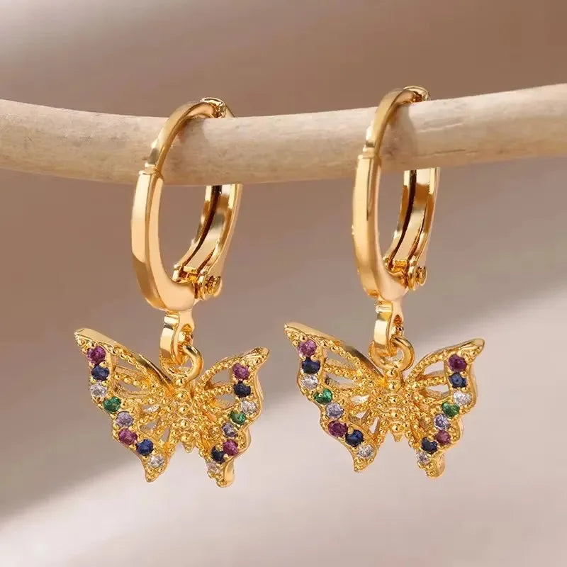 Neu Zirkon Evil Eye Ohrringe für Frauen Goldfarbe Edelstahl Ohrring Hochzeit Ästhetischer Vintage Schmuck Geschenk Brincos