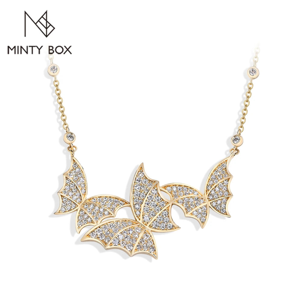 MINTYBOX S925 Sterling Silver Butterfly Moissanite Necklaces Lab Created Diamond for Women 45+5cm Chain Wedding Fine Jewelry