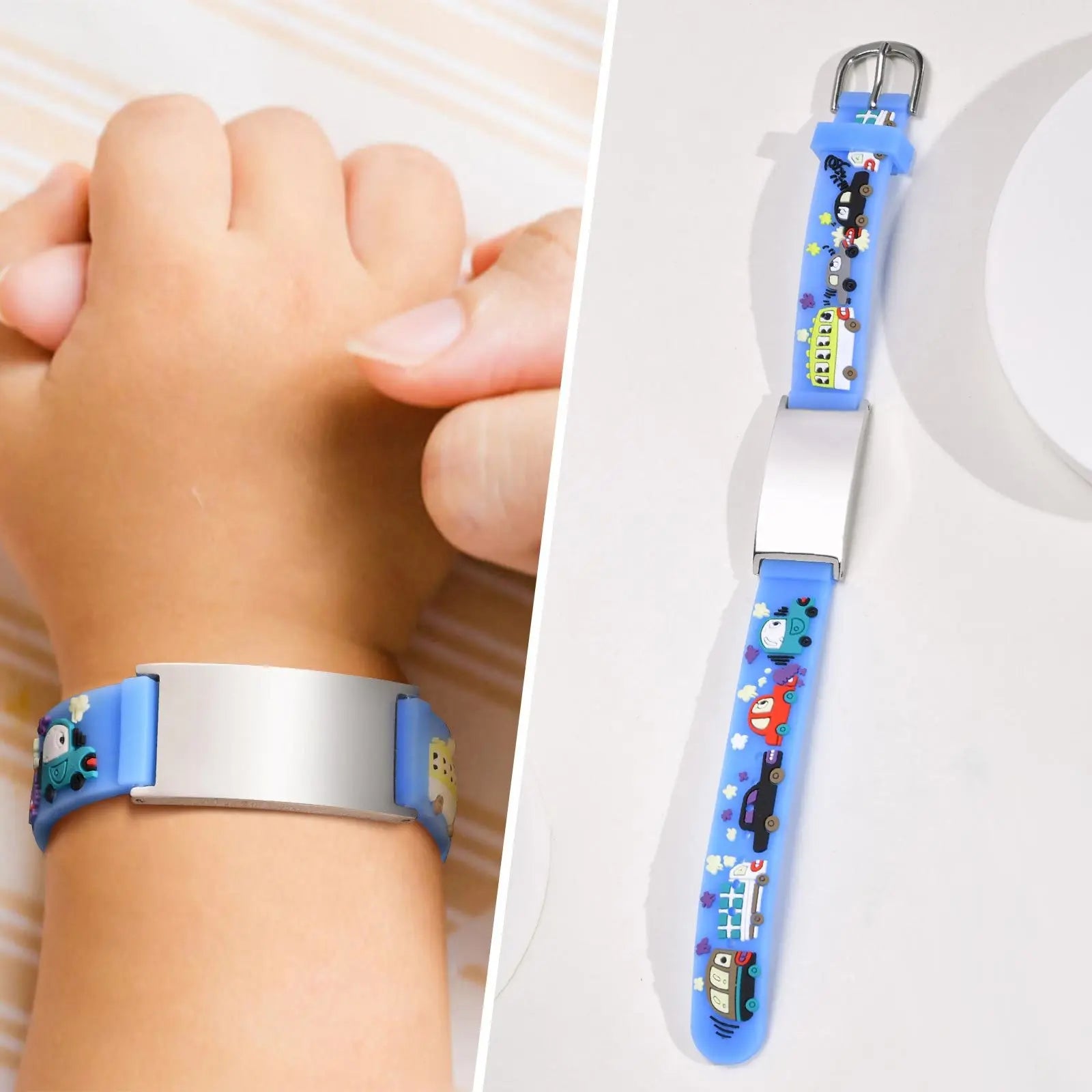 Personalisiertes Ausweiskettchen für kleine Mädchen und Jungen, Silikonarmband verstellbar, Gravierte Zitate Inspirierendes Geschenk