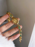 Natur-Jade-Armbanduhr Geschenk Frauen, Damenuhren Luxus Hochwertige Gold Quarzuhren, Elegante Damenarmbanduhren