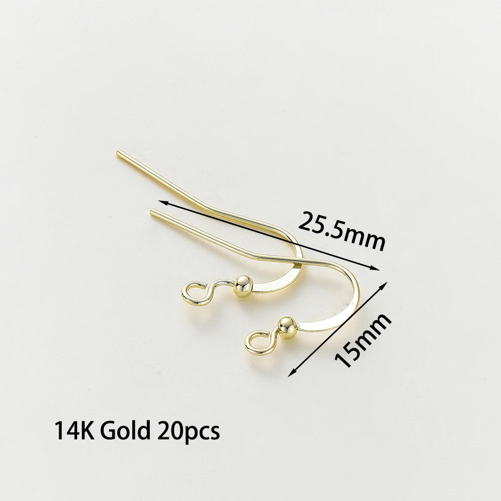 20 unidades/lote 6 estilos 14K 18K Alambres chapados en oro para pendientes con gancho para la oreja Suministros de cierres para pendientes para la fabricación de joyas DIY