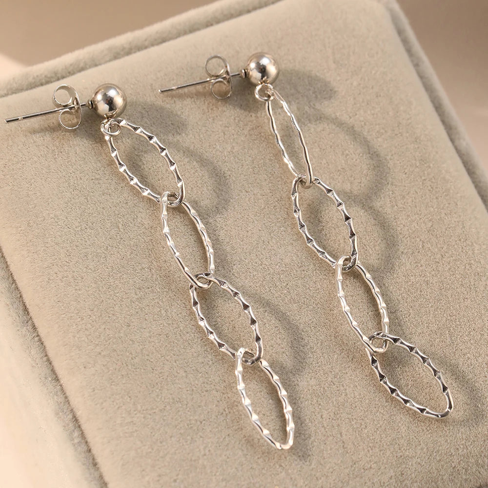 Pendientes de acero inoxidable de personalidad, círculo irregular, largos, a la moda, sencillos, de gama alta, colgantes para mujer, joyería