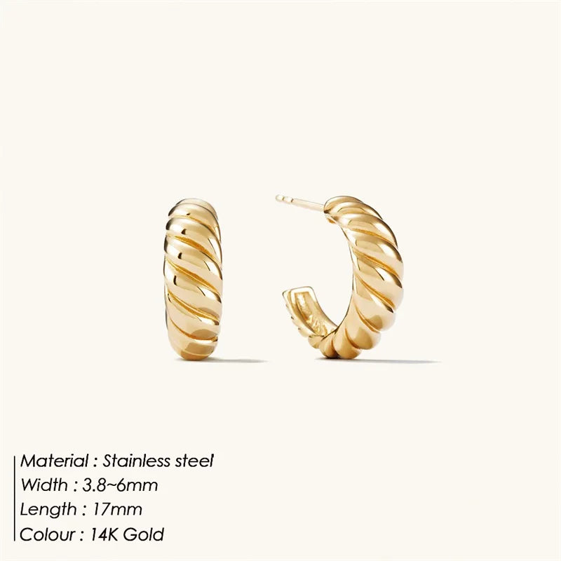 Pendientes de tuerca de acero inoxidable SUNIBI para mujer, color dorado, color plateado, pendientes sencillos, aros gruesos y lisos para esposas, joyería de moda.