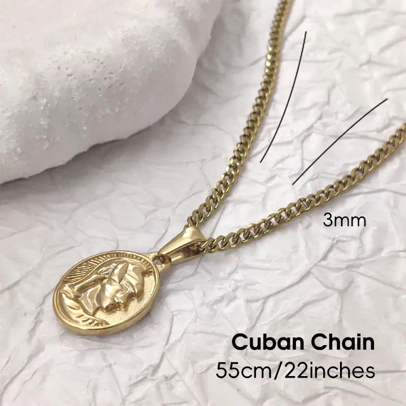 Colgante Centurión Romano Chapado en Oro de 18K Charm Ovalado Chapado en Oro de 18K Estilo Militar Vintage Joyería de Collar para Hombres