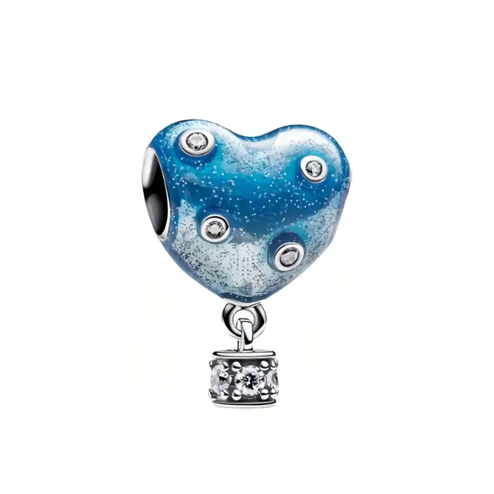 Europäische Sommer Blaue Serie Schildkrötenblumen-Anhänger Passend für S925 Europäisches 925 Sterling Silber Armband Armreifen Halskette