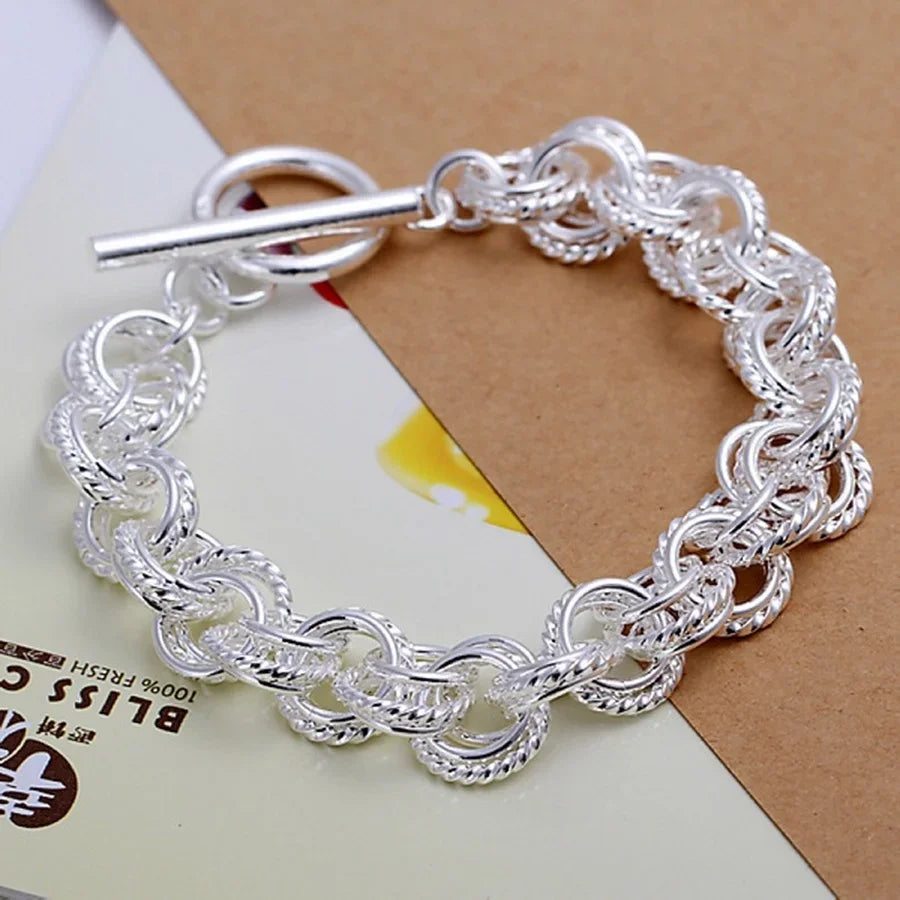 20,32 cm 18K Goldarmband 5MM seitliches Kettenarmband für Frauen Männer Mode Hochzeit Verlobung 925 Sterlingsilber Schmuck Geschenke