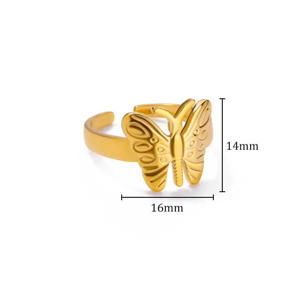 Unregelmäßige geometrische glänzende Edelstahl-Offene Ringe für Frauen Minimalistischer Goldfarbener Verstellbarer Ehering Damenschmuck