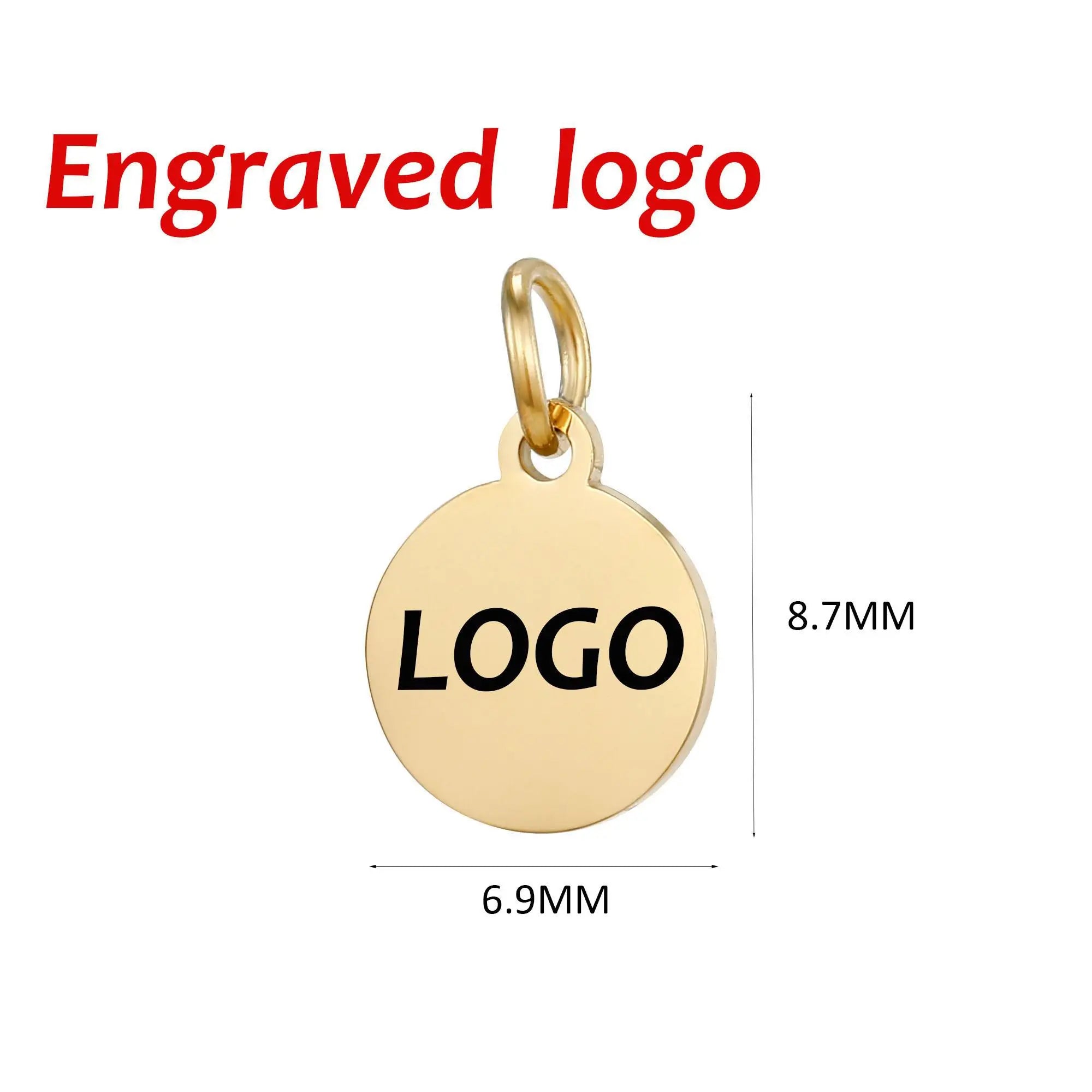 SUNIBI Individuelle Logo-Anhänger Edelstahl-Charms für Halsketten Armbänder 6 Größen zur Auswahl Schmuck