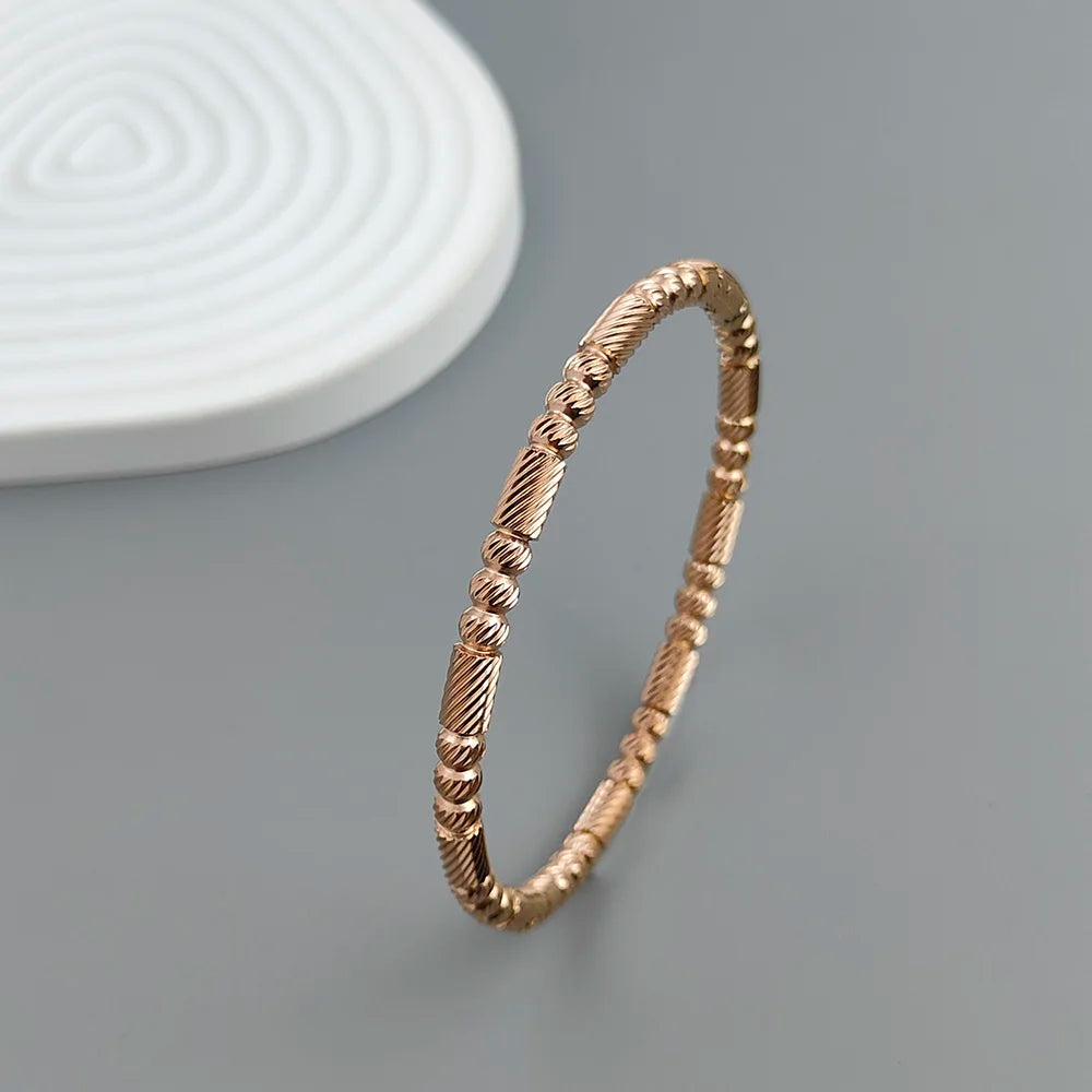 Neues Edelstahlkugelperlenarmband vergoldet, klassisches O-förmiges Silberarmband für Damen, Hochzeitsschmuck