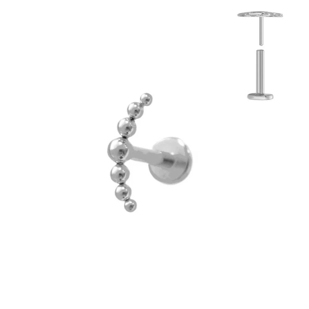 G23 Flores de titanio Labret de empuje 16G 18G 20G Piercing de mariposa para labios sin rosca con forma de gota de agua, arete para tragus, joyería corporal
