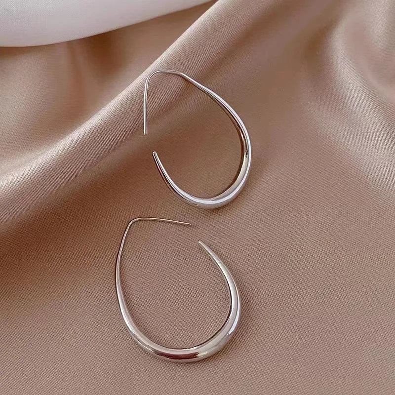 Ohrringe aus Sterlingsilber 925, goldene Ellipse, Creolen, für Frauen, Damen, Hochzeit, Verlobung, weiblicher Schmuck, Geschenk, Geld, 925er Schmuck