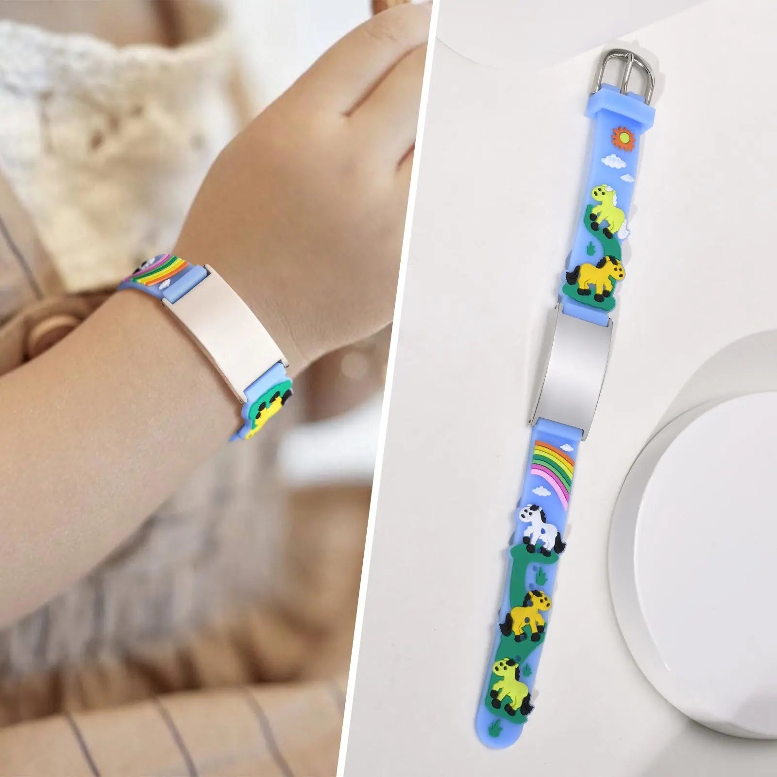 Personalisiertes Ausweiskettchen für kleine Mädchen und Jungen, Silikonarmband verstellbar, Gravierte Zitate Inspirierendes Geschenk