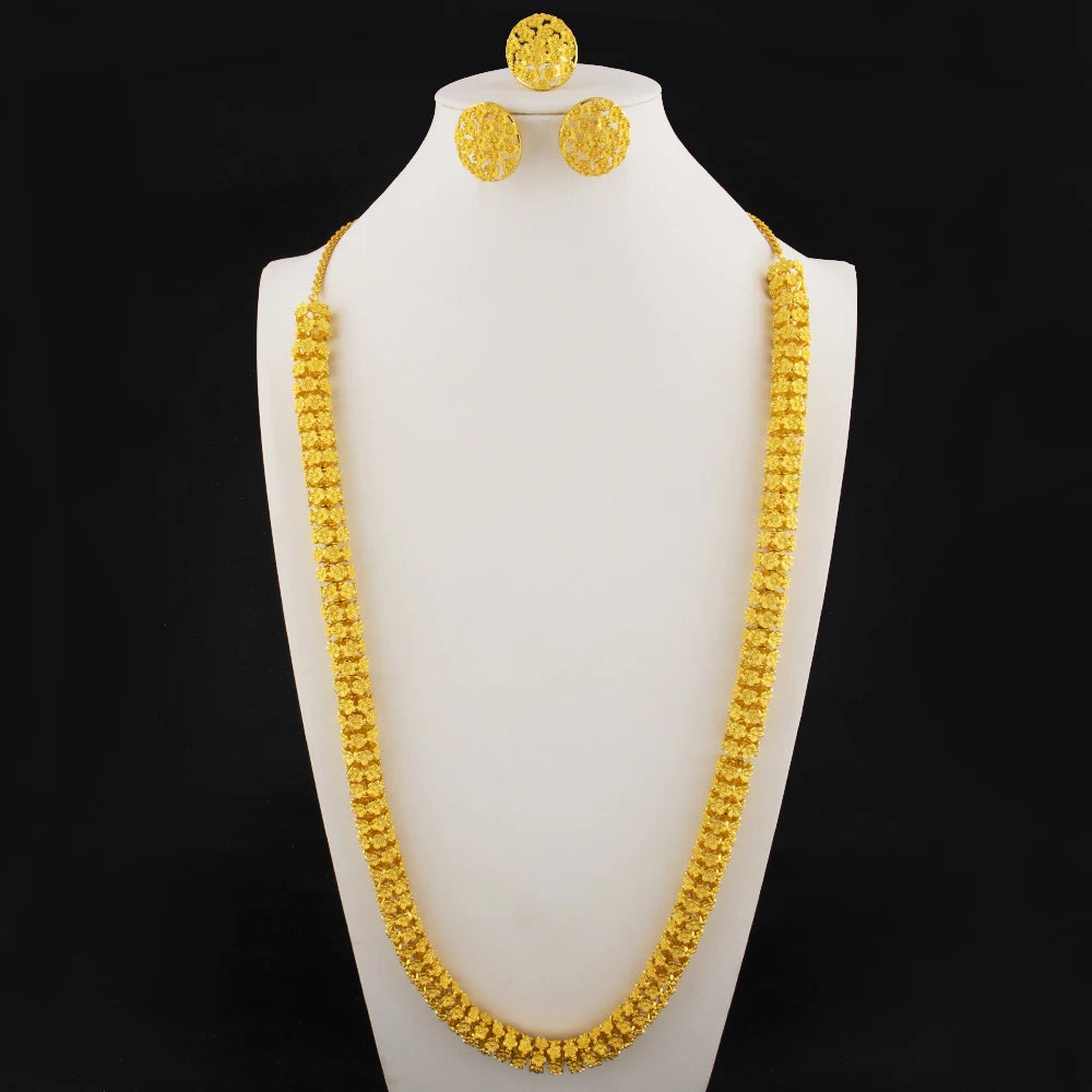 Vergoldete Ohrringe Ring Halsketten für Damen Luxus Gold Cuban Halsketten Set Hochwertige Designer Herren Damen Schmucksets Geschenk