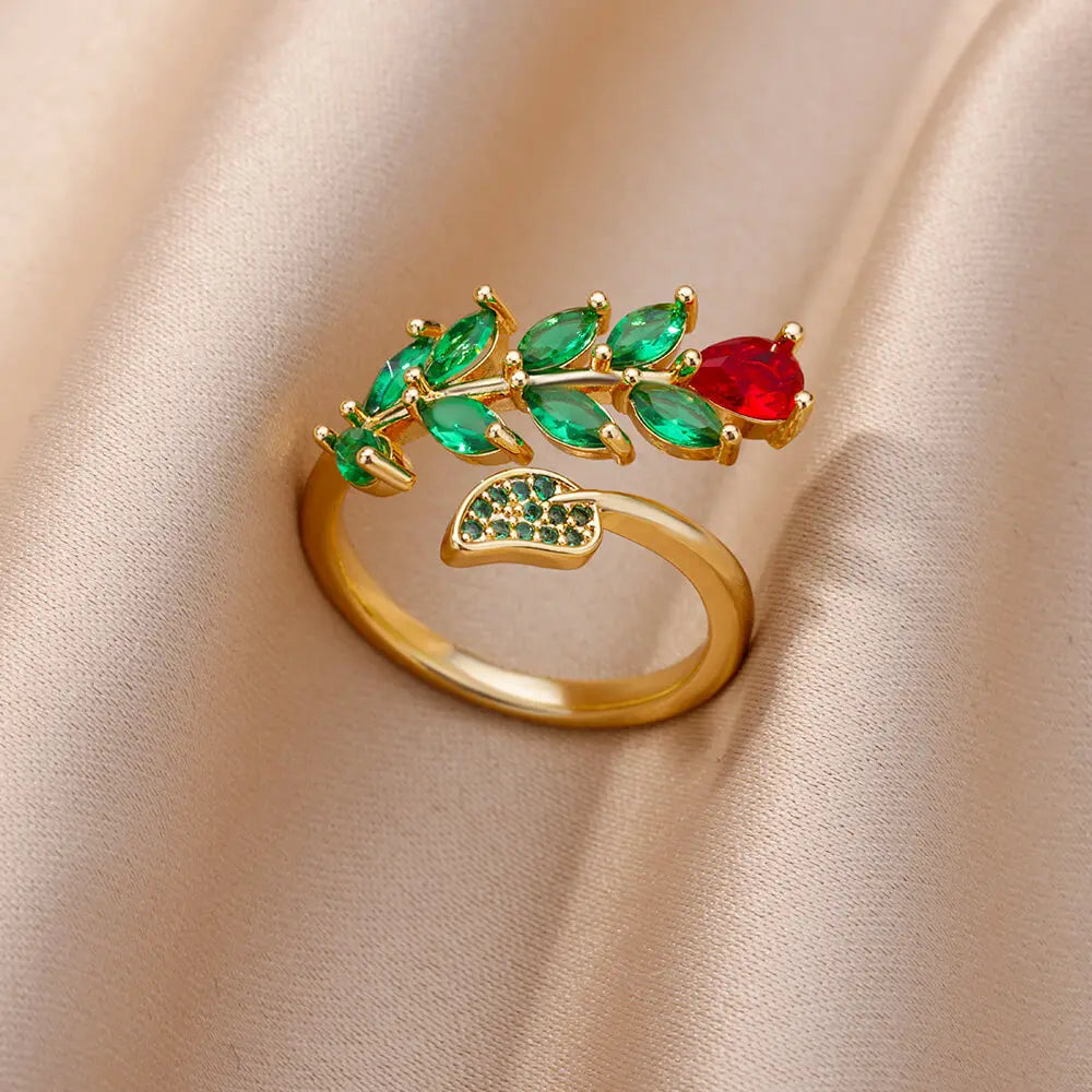 Luxuriöse Rosenblüten-Zirkon-Ringe für Frauen, goldfarben, Edelstahl, modischer Schmetterlingsring 2023, ästhetischer Hochzeitsschmuck, Geschenk