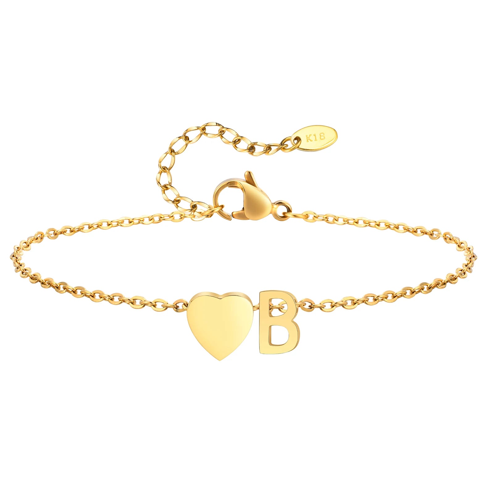 Damen Herz Anfangs-Fußkettchen Armbänder Verstellbarer Strand Schmuck Hypoallergener Edelstahl Personalisierte Namens Fußkette Fußkettchen
