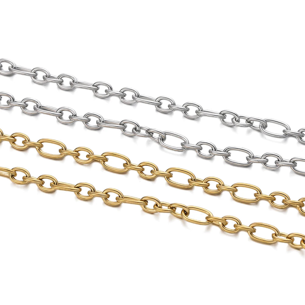 1 Meter/Pack 304 Edelstahl Knotenglieder Gold Stahlfarbe Handgemachte Ketten für DIY Halsketten Armbänder Schmuckherstellung Zubehör