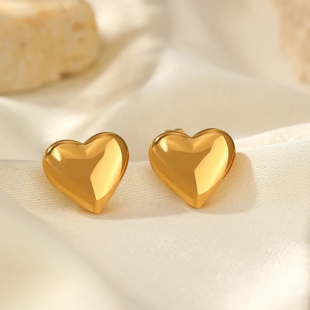 Edelstahl Ohrringe Kubisch Pfirsichherz Stecker High-End-Gefühl Verzierte Ohrringe für Frauen Schmuck Bankett Jubiläumsgeschenke Neu