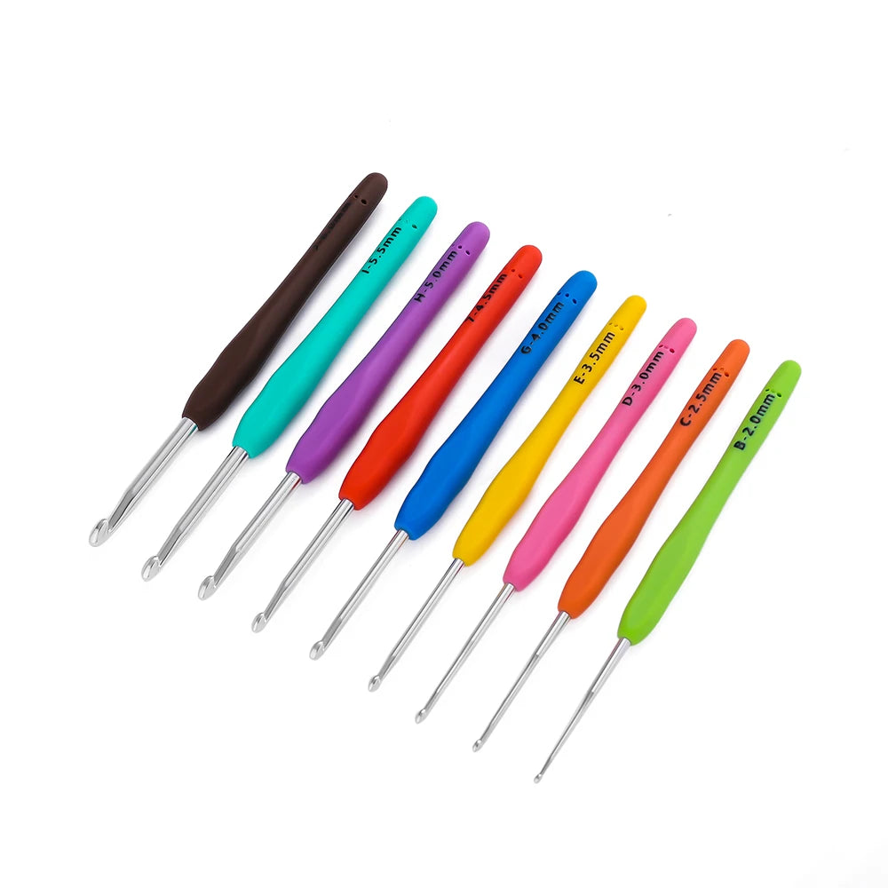 1 ud. Ganchillo de mano, ganchillo de punto, mango de goma colorido, mango ergonómico para tejer, ganchillo para hacer joyas DIY
