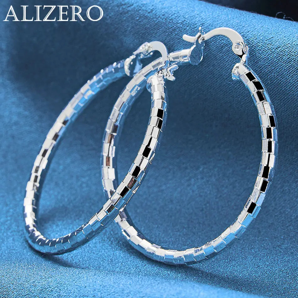 ALIZERO 925 Sterling Silber Ohrringe Einfache runde Kreolen Ohrringe für Frauen Mode Hochzeit Verlobung Charm Schmuck Geschenke