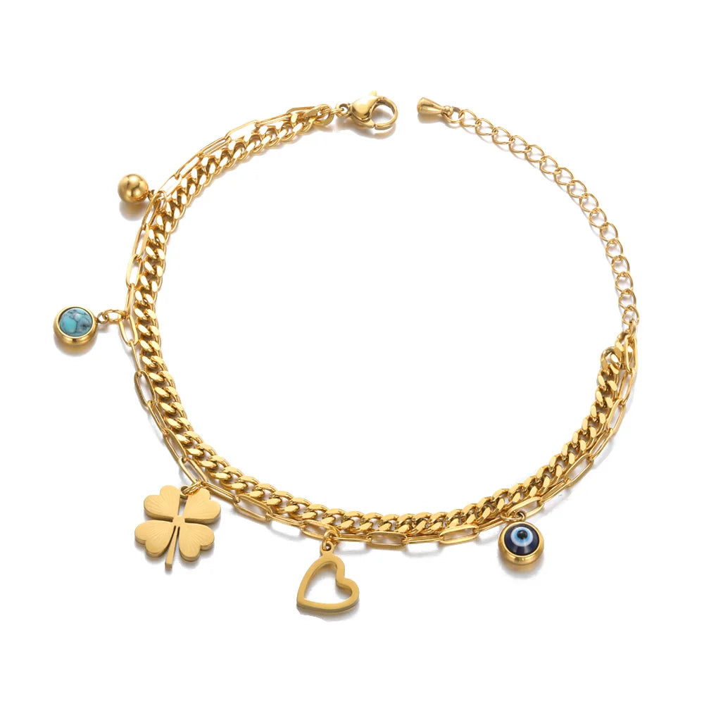 Hand Evil Eye Armband für Damen Edelstahl Zirkon Armreif Sets Türkischer Luxus Party Schmuck pulseras bijoux femme