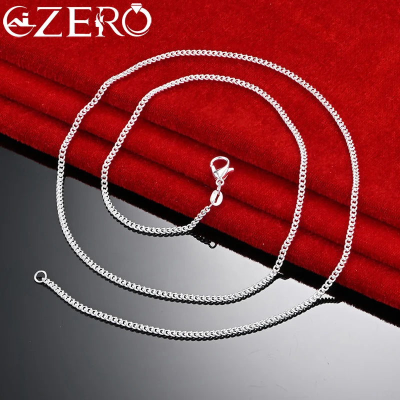 ALIZERO 40-70cm Plata de Ley 925 2mm Cadena Lateral Collar Para Mujeres Hombres Fiesta de Boda Moda Amuleto Joyería Regalo