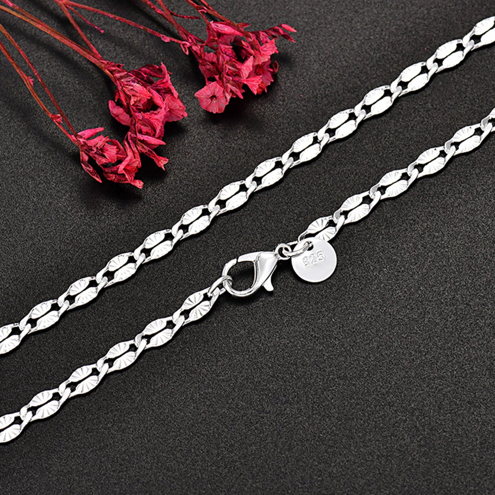 Cadenas planas de plata fina 925 para hombre y mujer, para bodas, fiestas, joyas, regalos de Navidad, 45-75 cm