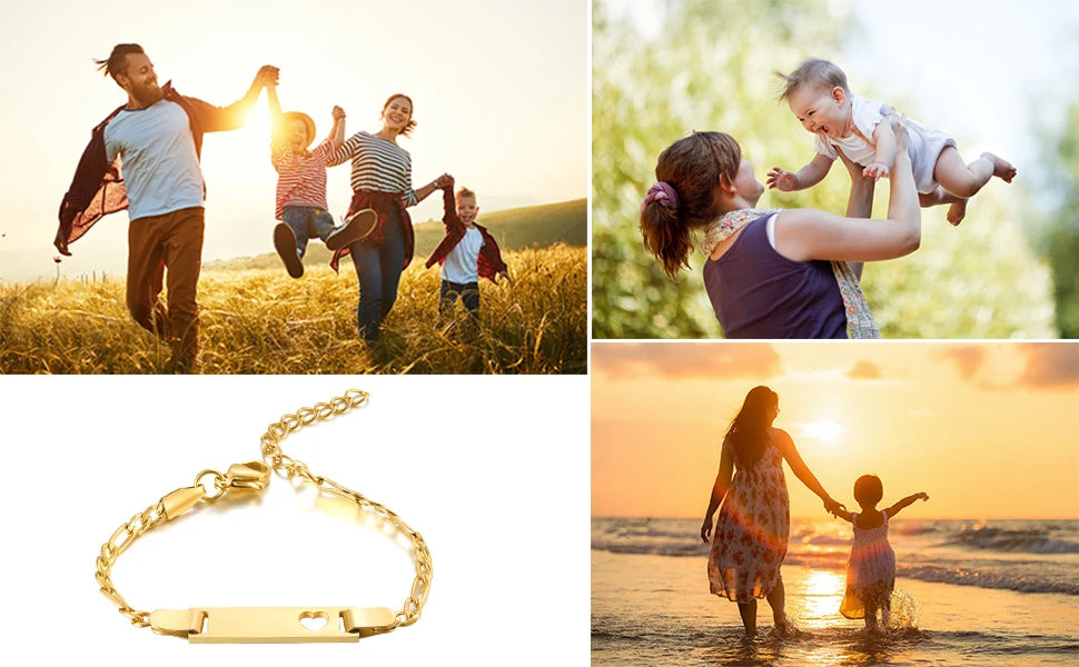 Vnox Individuelle Baby Mädchen Armbänder, Antiallergisches Edelstahlarmband für frischgebackene Mütter, Personalisiertes Namens-Geburtstagsgeschenk für Jungen und Mädchen