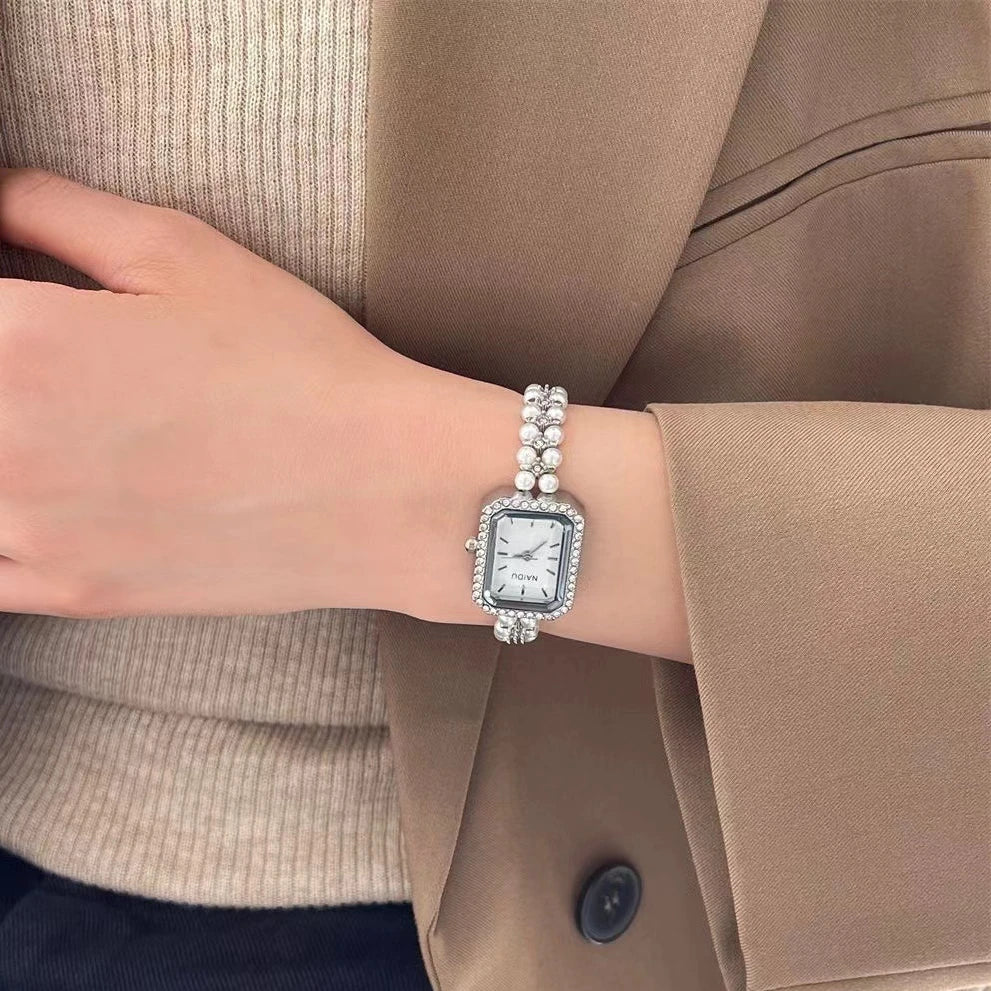 Perlenbesetztes Armband Damenuhr Luxus Damengeschenk Armbanduhr Mode Quarzuhr Dropshipping Relojes Para Mujer