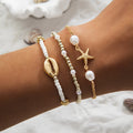 3 Stück Sommer Muschel Armband Set für Frauen Böhmen Seestern Charm Perle Samenperlen Kette Armreif Weiblich Strandurlaub Schmuck Geschenk