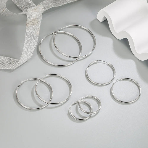 925 Sterling Silber 3MM Dick 3/4/5/6CM Creolen Ohrringe für Frauen Hochzeit Luxus Schmuck Accessoires 2024 Trend Schmuck
