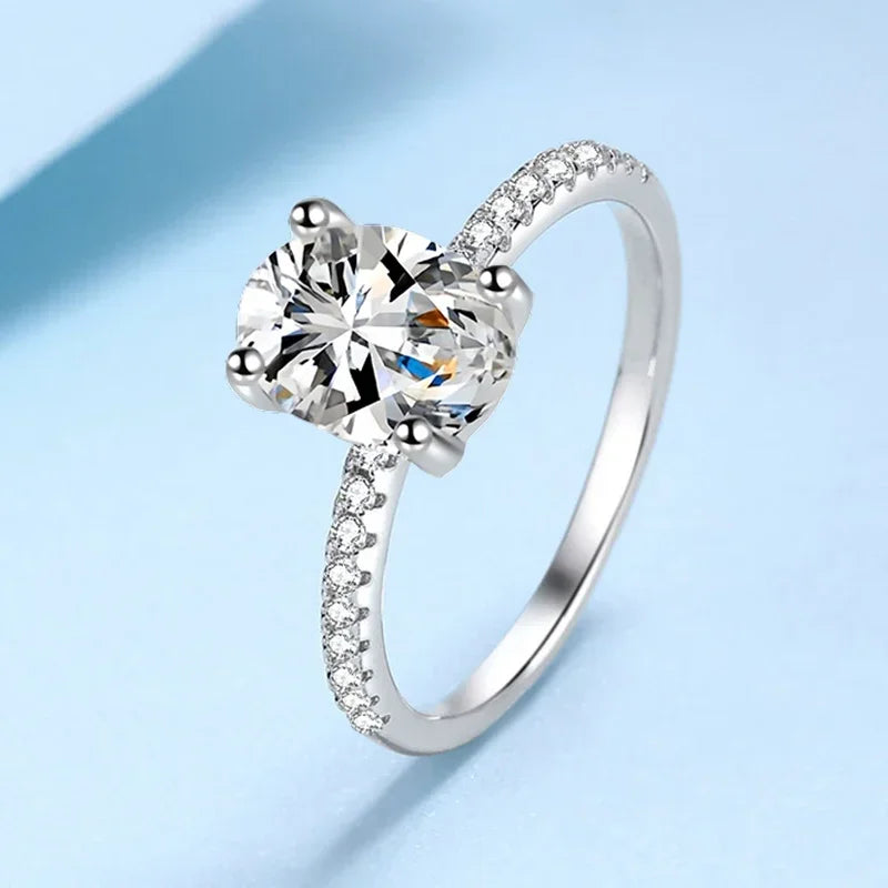 NeeTim 1ct 2ct Ovalschliff Moissanit Ring für Frauen 925 Sterling Silber mit vergoldetem Labordiamant Ringen Bands Feiner Schmuck Geschenk