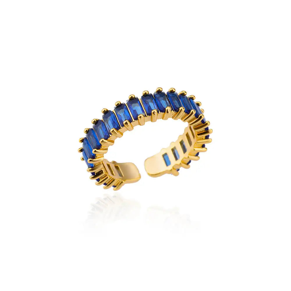 Mini Zirkon Grüne Ringe für Frauen Edelstahl Goldfarbe Verstellbarer Fingerring Verlobung Hochzeit Weihnachtsgeschenk Schmuck