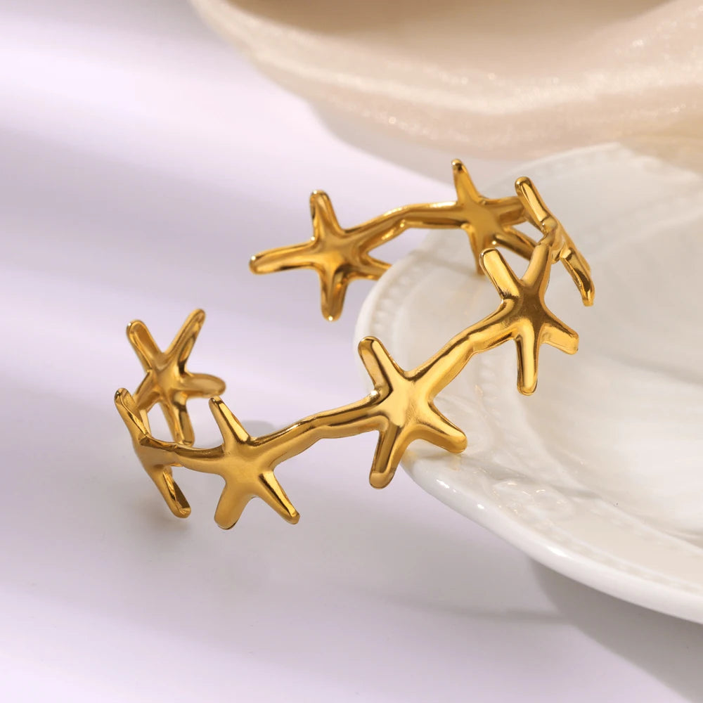 Minimalistische Seestern-Armreifen für Damen, Glücksbringer aus Edelstahl, Armbänder, Trend 2024, weiblicher Charmschmuck, Handgelenk-Accessoires BFF