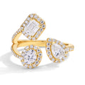 MINTYBOX Dreistein Labor-Diamantring S925 Sterling Silber Moissanit-Ringe für Frauen 18K vergoldet Verlobung Party Geschenk