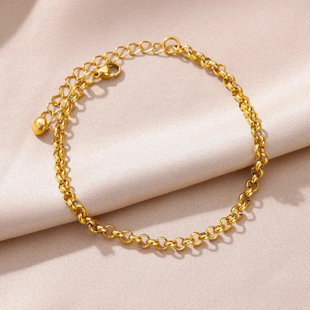Edelstahl-Imitationsperlen-Fußkettchen für Damen, goldfarbene Kette, Knöchel-Armband, Fußkettchen, Sommer-Strandschmuck-Accessoires, Geschenk