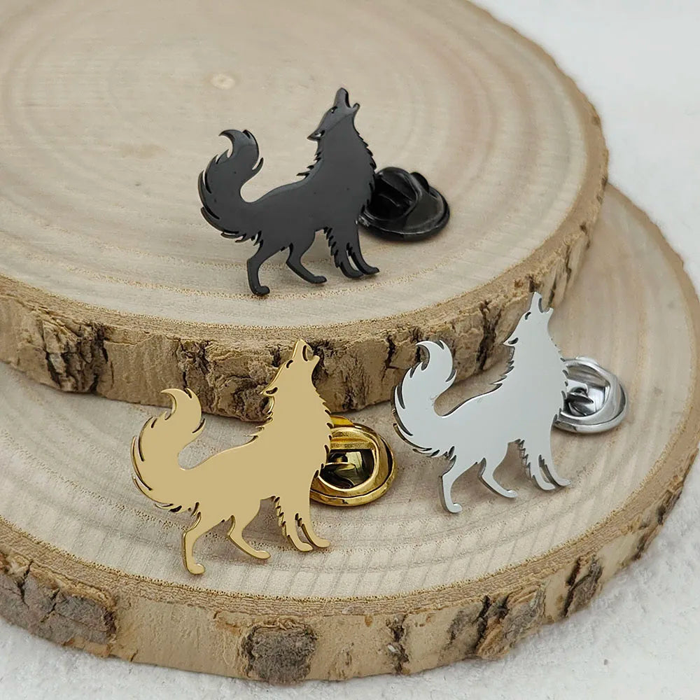Creative Lonely Wolf Stainless Steel Brooch, Waterproof and Fading Badge Set, Suit Lapel Pin, Wedding Party Wear