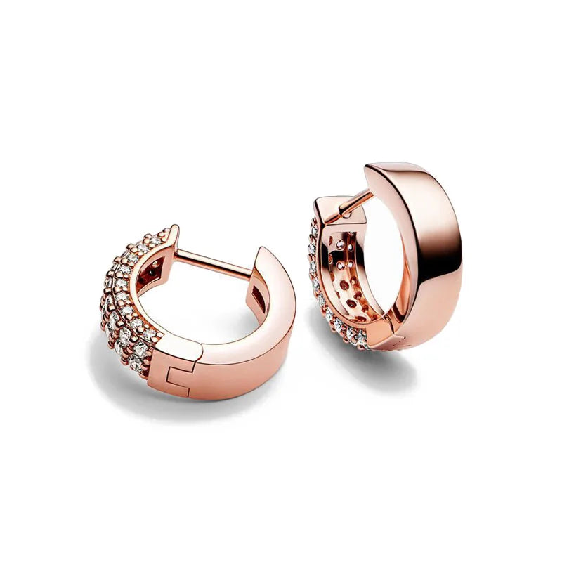 Roségoldfarbene 925er Sterling Silber Blumenohrstecker, Passend für Frauen Festival Weihnachtsgeschenke Charm Schmuck