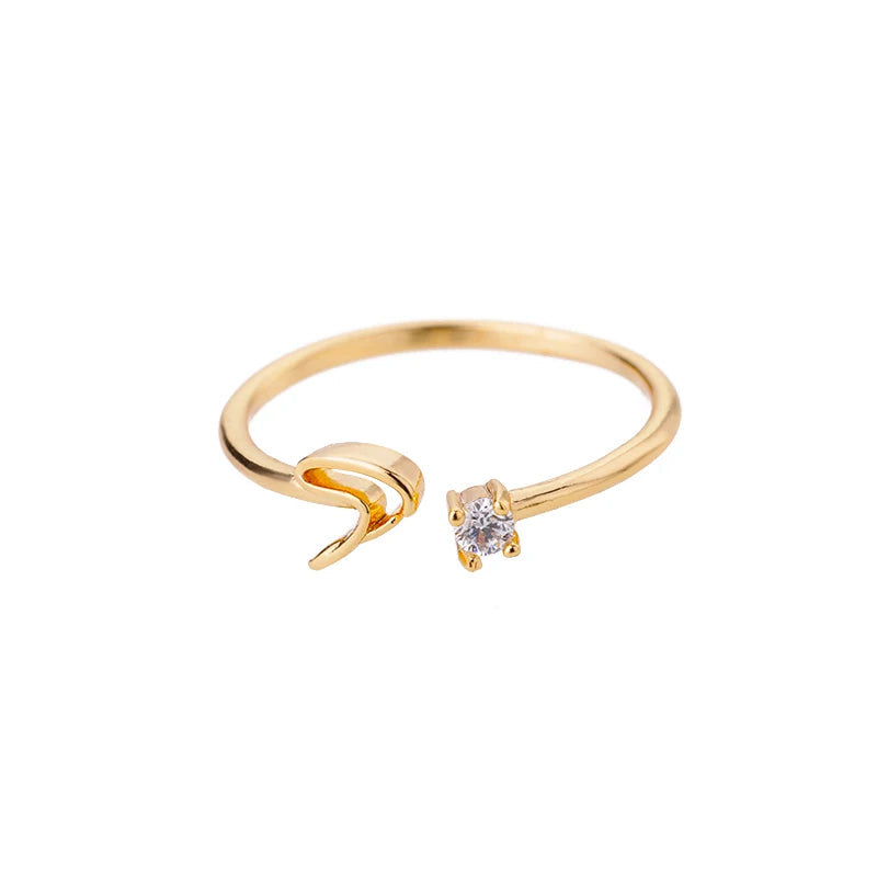 Zirkon Tiny Initial-Buchstabenringe für Damen, Edelstahl A-Z Buchstaben verstellbarer Ring, weiblicher ästhetischer Weihnachtsschmuck, Geschenk