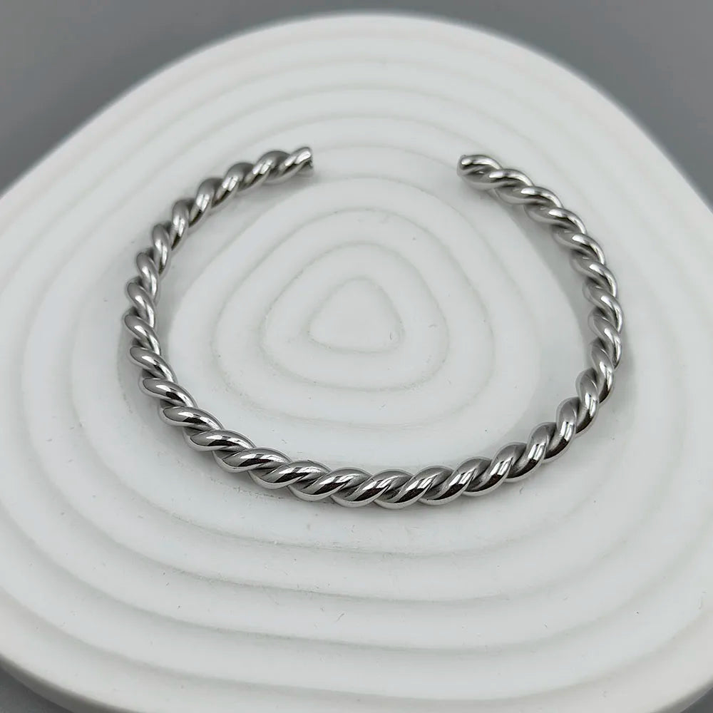 Doppellagiges, drahtgewickeltes Armband aus vergoldetem 18K Edelstahl, hochwertiger wasserdichter Silberschmuck, Geschenk für Paare