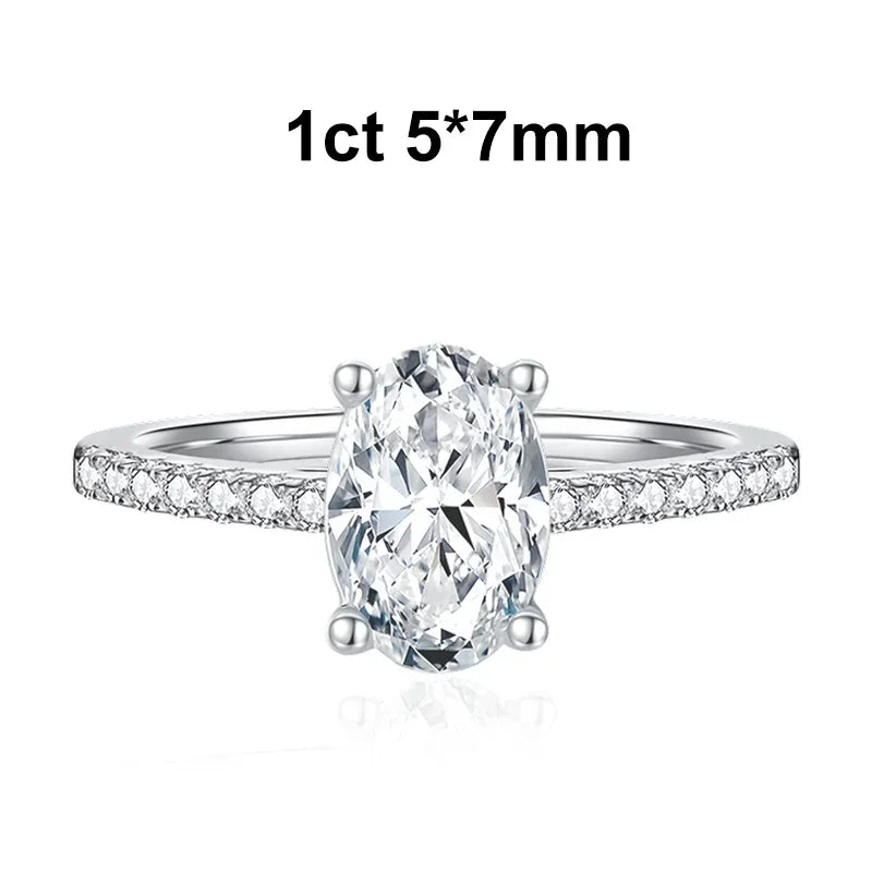 NeeTim 1ct 2ct Ovalschliff Moissanit Ring für Frauen 925 Sterling Silber mit vergoldetem Labordiamant Ringen Bands Feiner Schmuck Geschenk