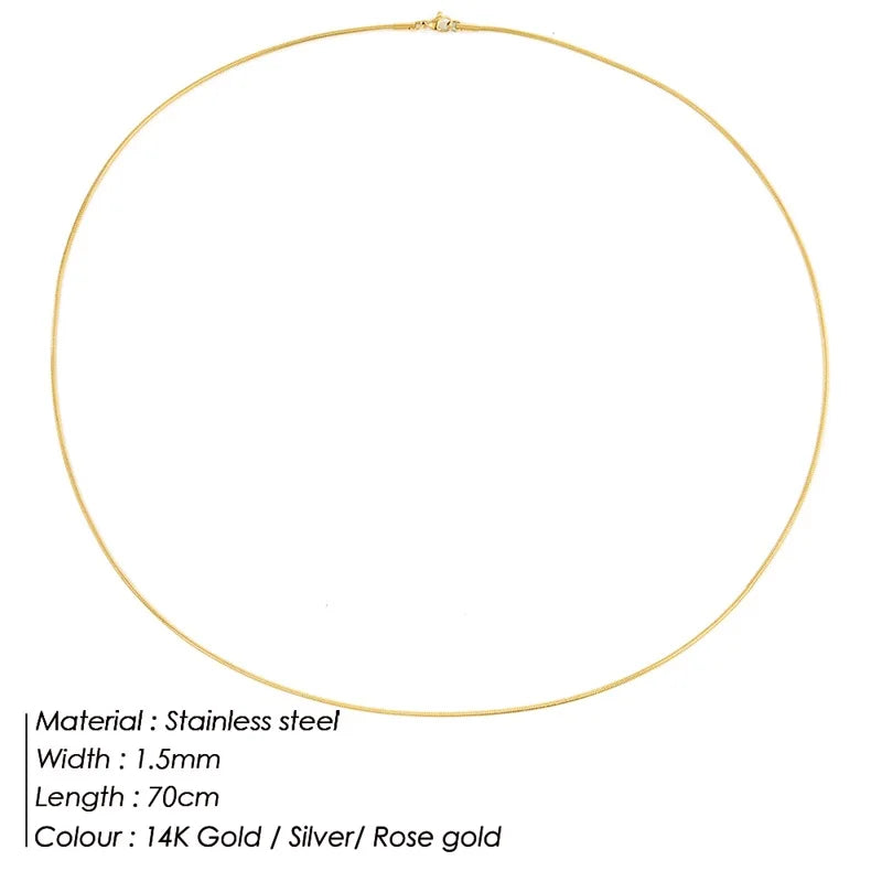 SUNIBI Stainless Steel Necklaces for Women Gold Color Basic Punk Link Chain Necklace Solid Metal Jewelry Wholesale/dropshipping