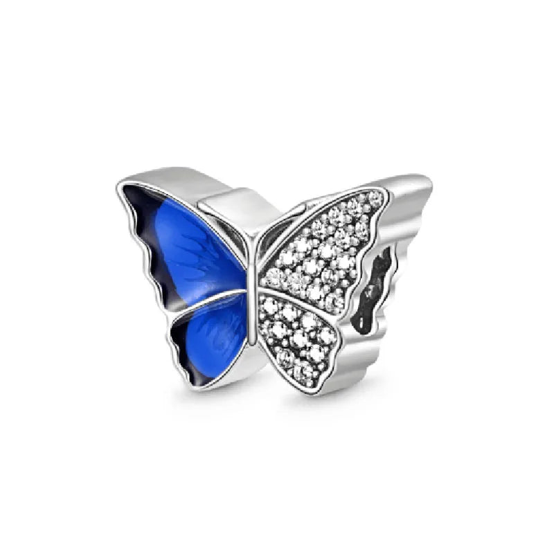 Europäische Sommer Blaue Serie Schildkrötenblumen-Anhänger Passend für S925 Europäisches 925 Sterling Silber Armband Armreifen Halskette