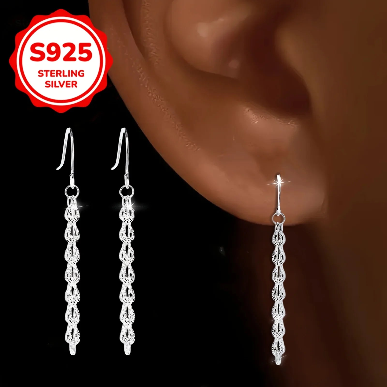 Schlichte und legere S925 Silber Phönixschwanz-Hakenohrringe für Damen, hypoallergene Ohrringe für den täglichen Gebrauch von Frauen