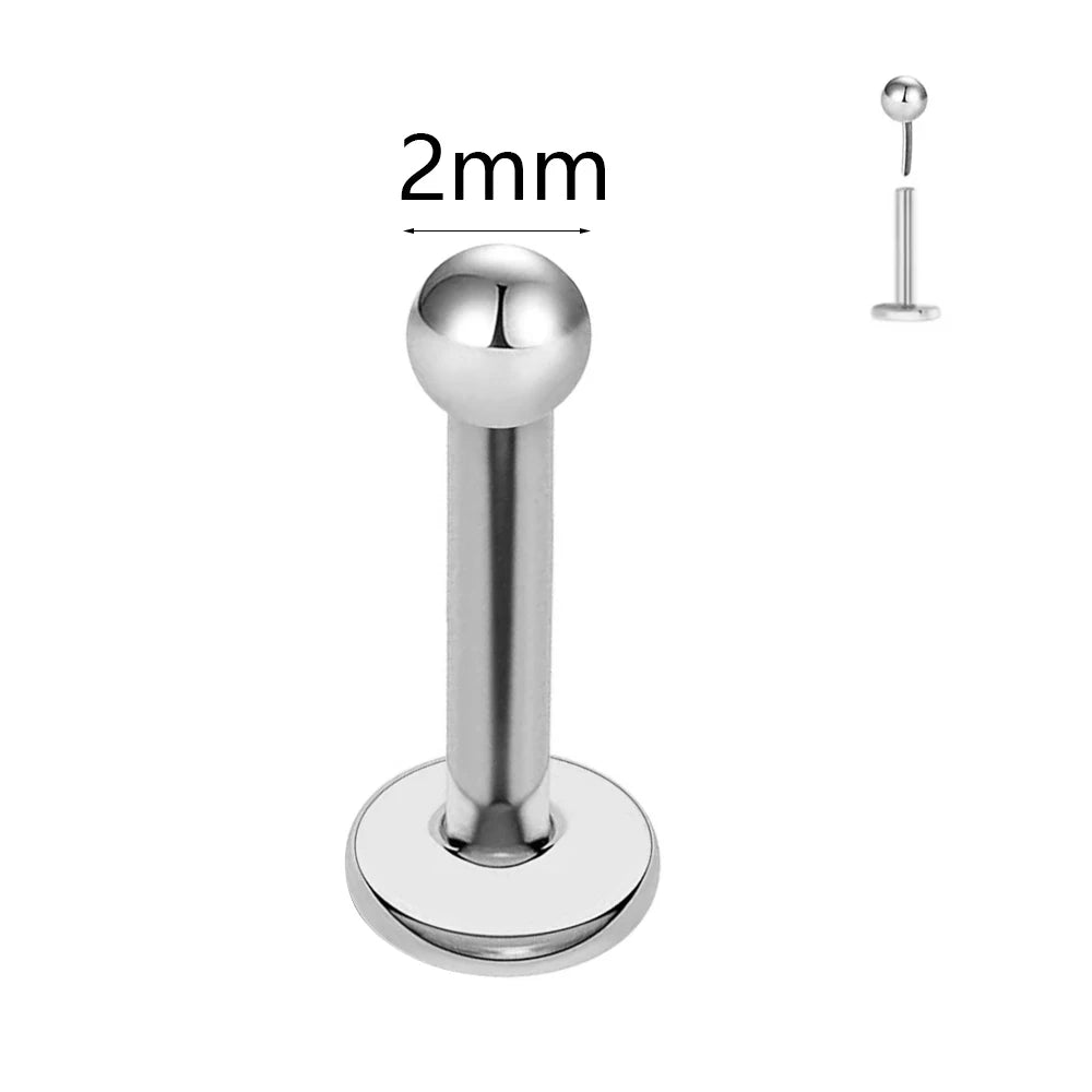 ASTM F136 G23 Titan Kugel Tragus Ohrring Gewindeloses Piercing Herz Zirkonia Stift Daith Conch Push-in Labret Stecker