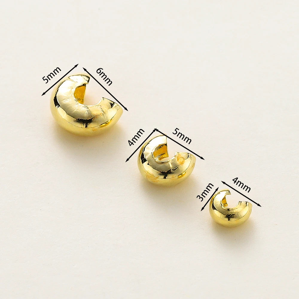 3mm/4mm/5mm Cuentas de Engarce Abiertas Chapadas en Oro de 14k y 18K, Cubiertas para Cuentas de Engarce, Cuentas Espaciadoras Tope para Suministros de Fabricación de Joyas DIY