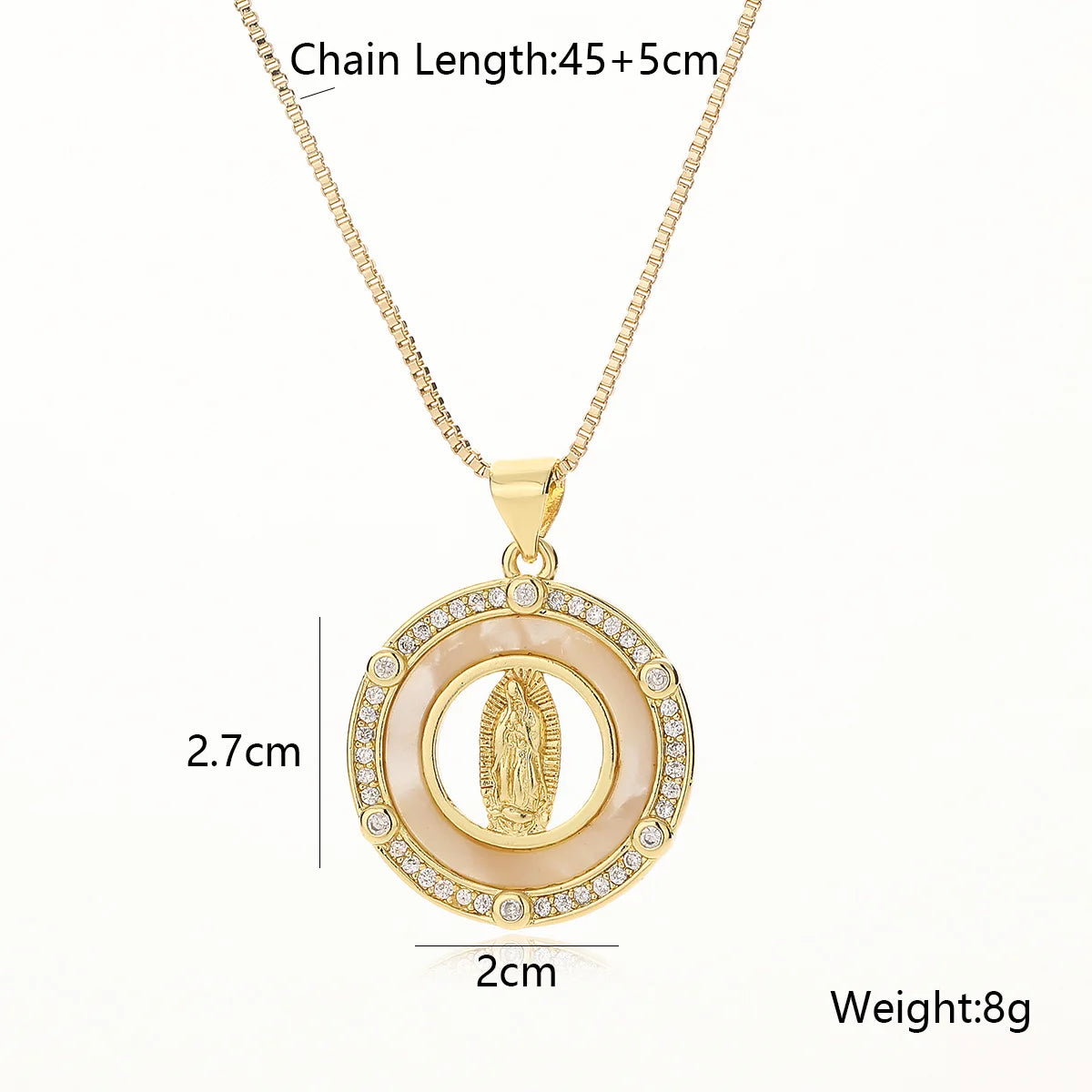 NEWBUY High Quality Women's Religious Jewelry Copper CZ Zircon Inlay Virgin Mary Pendant Stainless Steel Chain Necklace