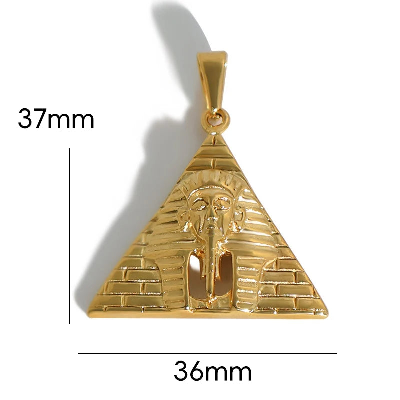 Chapado en Oro de 18k Acero Inoxidable 316l Vintage Pirámide Faraón Pistola Barra Colgante Dije - Joyería Unisex de Moda