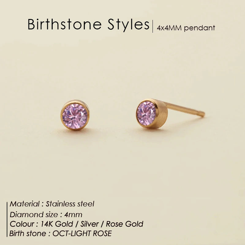 316L Edelstahl Geburtsstein Ohrstecker Piercingpistole Goldfarbene Push-Back Ohrringe Piercing Sicher für Baby und Frauen Geschenk Schmuck